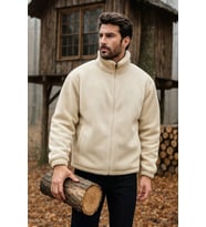 Ghassy Co. Erkek Pro Termal İç Dış Sherpa Sonbahar Kış Tam Fermuarlı Peluş Sweatshirt (Taş)