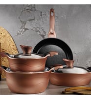 Kütahya Porselen Lidya 7 Parça Tencere Seti Granit Efekt Rose Gold