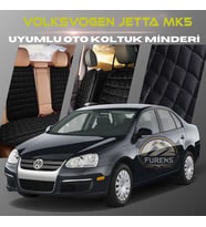 Volksvogen Jetta Mk5 Siyah Renk Tay Tüyü Cepli & Terletmez Sırtlı Oto Koltuk Minder Seti - Koltuk Koruma Kılıfı (ÖN & ARKA TAM SET)