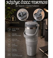 Kişiye Özel Termos – 900 ML 24 Saate Kadar Sıcak ve Soğuk Tutma (GRİ)