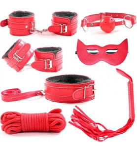 Fetish Beginner 7 Parça BDSM Set - Kırmızı