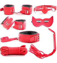 Fetish Beginner 7 Parça BDSM Set - Kırmızı