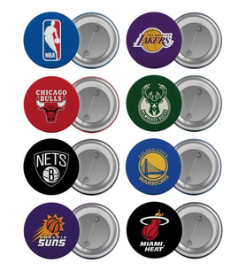 NBA Takımları Çanta Rozeti Seti 8 Adet En Büyük Boy 5.8cm İğneli Broş