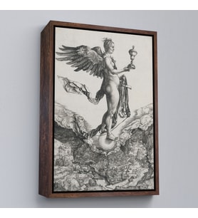 Çerçeveli Albrecht Dürer - Nemesis Tablosu (Kahverengi)
