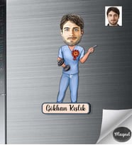 Kişiye Özel Sporcu Doktor Erkek Ahşap Magnet -1