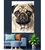 Pug Köpek Komik Surat Dekoratif Kanvas - Mdf Ahşap Tablo