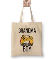 Grandma of the Birthday Boy Matching Video Game Birthday Bez Çanta Uzun Saplı