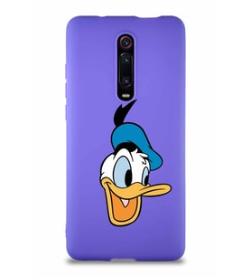Xiaomi Mi 9T Soft Premier Kapak Donald Duck-A Tasarımlı Silikon Kılıf - Mor (Şeffaf)