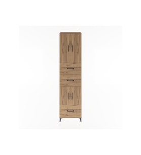 Hyperion Dolap 3 Raflı 3 Çekmeceli 4 Kapaklı 60x44x243 Çam-Çam