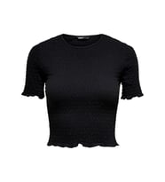ONLY Kadın Siyah T-shirt Crop Top Smock Top Brooklyn - 15254883