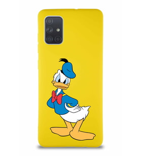 Samsung Galaxy A71 Soft Premier Kapak Donald Duck-D Tasarımlı Silikon Kılıf - Sarı (Şeffaf)