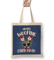 Merry Woofing Christmas Santa Glasses Dog Bez Çanta Uzun Saplı