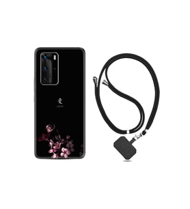 Huawei P40 Pro Kılıf Silikon Desen Boyun Askılı Love 1629