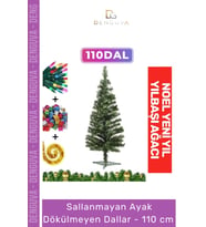 Kutulu Süsleme Seti Yılbaşı Çam Ağacı Renkli Işığı Yeni Yıl 2025 Süsleri Noel Paketi 110 Cm 110 Dal