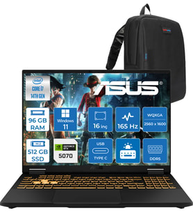 Asus Tuf Gaming F16 FX608JPR 14. Nesil Intel I7-14650HX 96GB Ddr5 512GB SSD 8GB/RTX5070 115W 165Hz 16"wqxga 2.5k 400NITS IPS Windows 11 Home Gaming Bilg. WQT070H27+ZETTAÇANTA