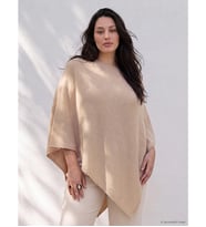 LCW Curve Bej Büyük Beden Kayık Yaka Kadın Triko Panço