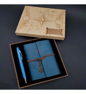 Defter Kalem Mavi Set Dekoratif Hediyelik (Siyah)