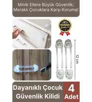 Çok Amaçlı Çekmece Dolap Kapağı Koruma Aparatı Ayarlanır Çocuk Bebek Güvenlik Kilidi 4 Adet 12 Cm