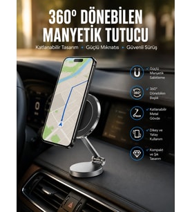 Yeni Nesil Araç İçi Mıknatıslı Telefon Tutacağı Tüm Telefonlara Uyumlu