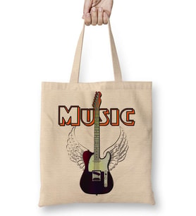 Guitar Music Gitar Müzik Bez Çanta Uzun Saplı