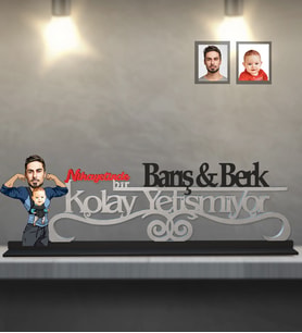 Kişiye Özel Babalar Günü Baba Erkek Bebek Karikatürlü Kolay Yetişmiyor Ahşap Biblo Model-1