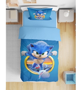 Sonic 3D Dijital Baskılı Tek Kişilik Erkek Çocuk Nevresim Takımı Genç Nevresim Takımı (Mavi)