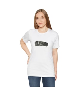 Unisex Bisiklet Yaka Baskılı T-Shirt - Beyaz