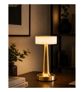 Gold Mantar LED Masa Lambası – 3 Renk Dimmerli Dokunmatik Type-C Şarjlı Kare Tasarım