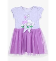 Breeze Kız Çocuk Elbise Kuğu Baskılı 1.5-5 Yaş, Gri Melanj