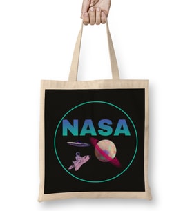 Nasa Logo Bez Çanta Uzun Saplı