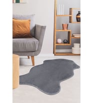 Dijidekor Peluş Halı Koyu Gri Cool Yıkanabilir Şekilli Post Yolluk Kilim Salon Halısı Modelleri