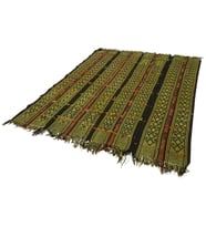 Yeşil Kilim Salon Kilimi Etnik Tarz Geometrik Motifli El Dokuma Pürüzlü Dokulu Model