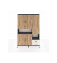 Arges Dolap 10 Raflı 2 Çekmeceli 5 Kapaklı 132x30x195 Antrasit-Çam/Aytaşı