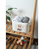 Sevimli Ayıcık Baskılı Dikdörtgen Oyuncak Havlu Çamaşır Sepeti 25 x 14 x 18 (Standart)