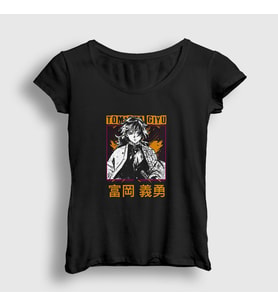 Presmono Kadın Siyah Giyu Tomioka V3 Anime Demon Slayer Kimetsu No Yaiba T-Shirt 298633tt