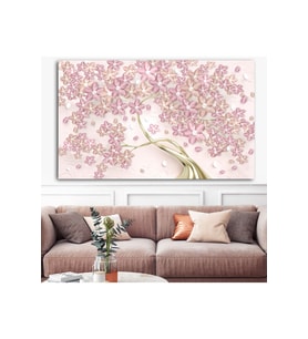 Pembe Çiçekler Kanvas Tablo Salon Tablosu Modern Oturma Odası Tablosu Şık Tasarım