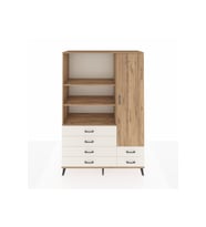Hyperion Dolap 7 Raflı 6 Çekmeceli Tek Kapaklı  132x44x195 Çam-Çam/Aytaşı