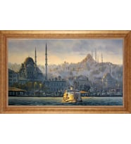 Çerçeveli Paspartulu Manzara Tablo bm1234 (Gold)