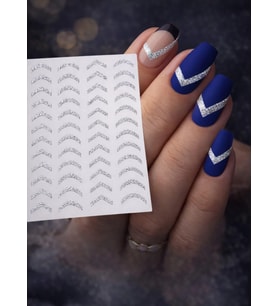 Gümüş Simli Chevron Tırnak Sticker, Nail Art Süsleme, Protez Tırnak ve Kalıcı Oje için V Şekilli Çıkartma