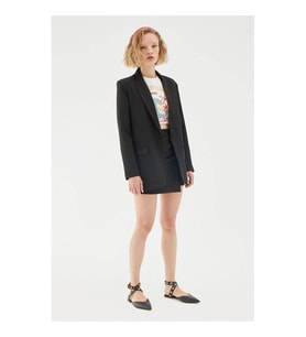Quzu Oversize Siyah Kadın Blazer Ceket 50873