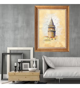 Altın Varaklı Paspartulu Çerçeveli Tablo rv197