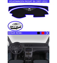 Volkswagen Passat B6 2007-2012 Için Uygun Torpido Koruma Halısı Siyah Kenar Renk Mavi