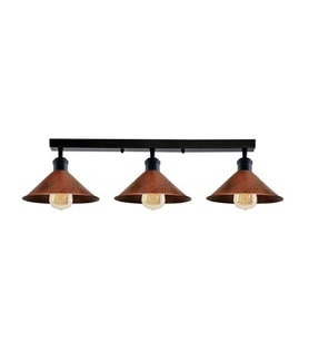Rsylight Retro Rustik Metal Masa Üstü 3 Lü Siyah Bakır Patinalı Sıralı Avize 60 cm