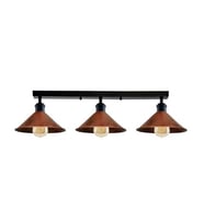 Rsylight Retro Rustik Metal Masa Üstü 3 Lü Siyah Bakır Patinalı Sıralı Avize 60 cm