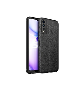 Çınarcık Dev Vivo Y20 Kılıf Focus Derili Silikon - Lacivert