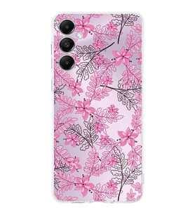 PrintiFy Samsung A05s Uyumlu Kamera Korumalı Floral Pembe Tasarımlı Şeffaf Silikon Kılıf