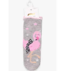 Katamino Kız Çocuk Soket Çorap Balerin Flamingo Desenli 1-2-9-10 Yaş, Gri