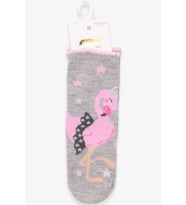 Katamino Kız Çocuk Soket Çorap Balerin Flamingo Desenli 1-2-9-10 Yaş, Gri