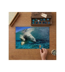 Suyun Altında Kutup Ayısı Tasarımı 240 parça Ahşap Puzzle Ahşap Kutuda MP06157
