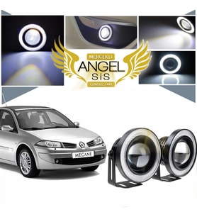 Renault Megane 2 Uyumlu, Universal Mercekli Led Angel Sis Farı, 76mm Beyaz Renk